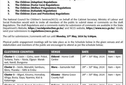 Schedule for the Public Participation Forums